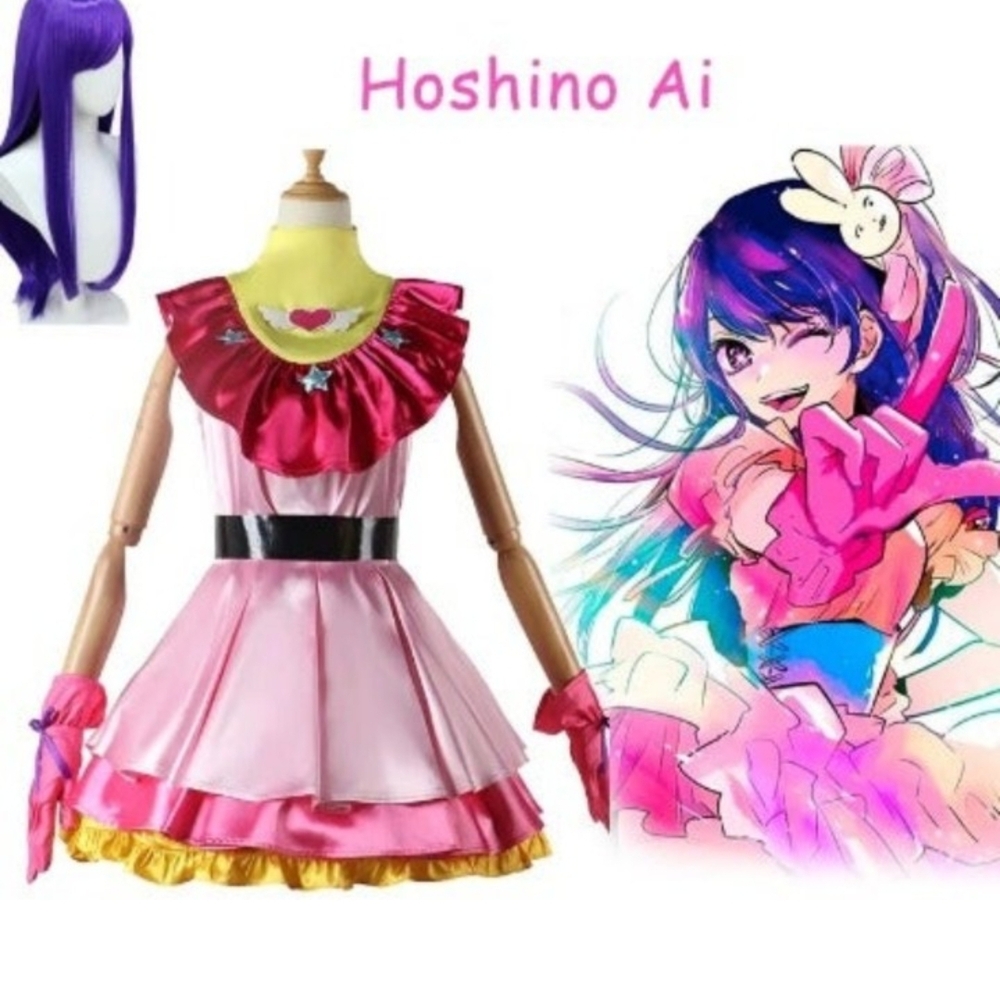 Ai Hoshino Pink and Yellow Cosplay Dress with Accessories